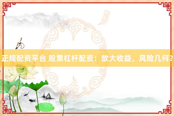 正规配资平台 股票杠杆配资：放大收益，风险几何？