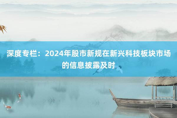 深度专栏：2024年股市新规在新兴科技板块市场的信息披露及时