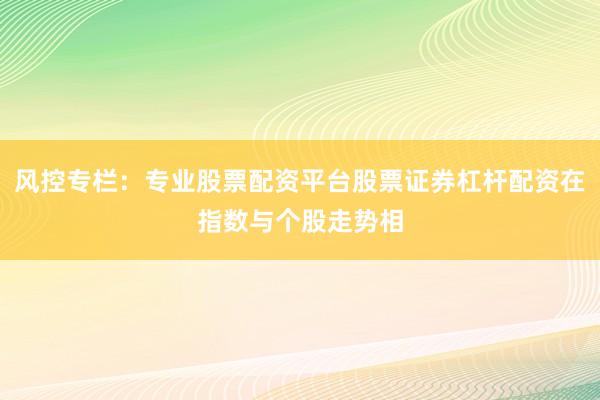 风控专栏:专业股票配资平台股票证券杠杆配资在指数与个股走势相