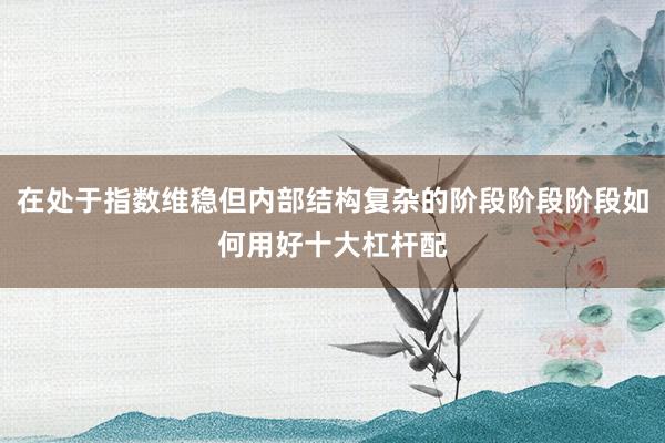 在处于指数维稳但内部结构复杂的阶段阶段阶段如何用好十大杠杆配