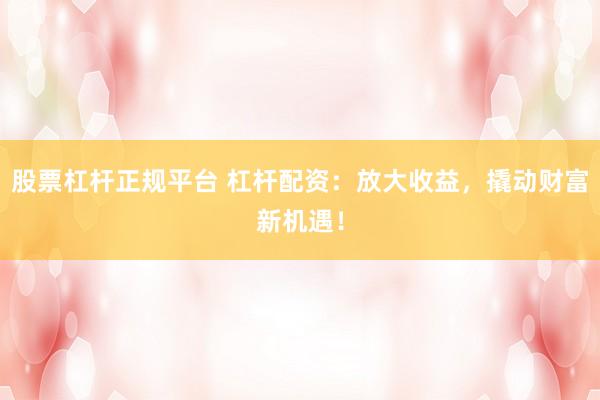 股票杠杆正规平台 杠杆配资：放大收益，撬动财富新机遇！