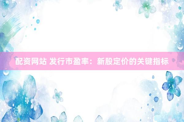 配资网站 发行市盈率:新股定价的关键指标