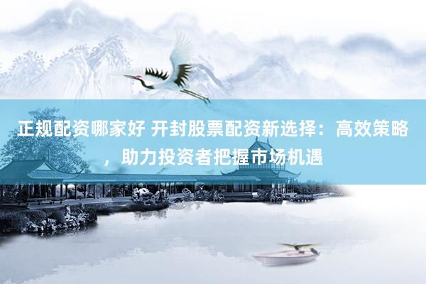 正规配资哪家好 开封股票配资新选择：高效策略，助力投资者把握市场机遇