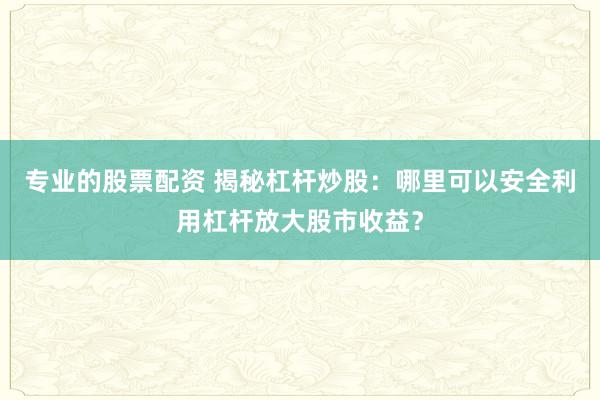 专业的股票配资 揭秘杠杆炒股：哪里可以安全利用杠杆放大股市收益？