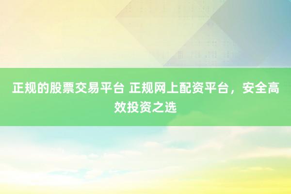 正规的股票交易平台 正规网上配资平台，安全高效投资之选
