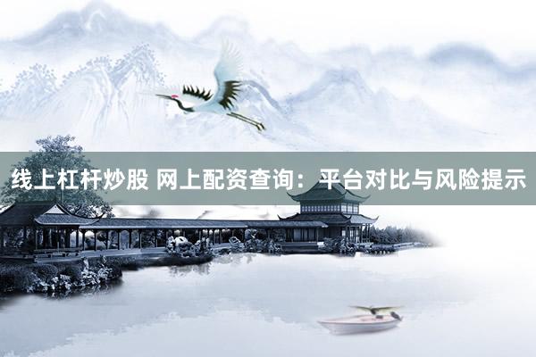 线上杠杆炒股 网上配资查询：平台对比与风险提示
