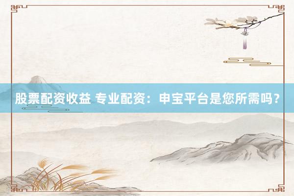 股票配资收益 专业配资：申宝平台是您所需吗？