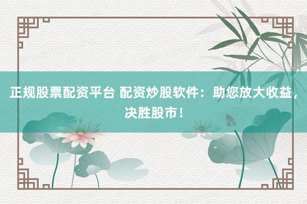 正规股票配资平台 配资炒股软件：助您放大收益，决胜股市！