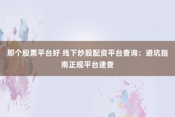 那个股票平台好 线下炒股配资平台查询：避坑指南正规平台速查